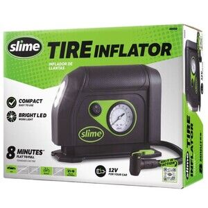 Slime Tire Inflator,Air Compressor, with Analog 100 Psi Max,LED Light,12V,40050w